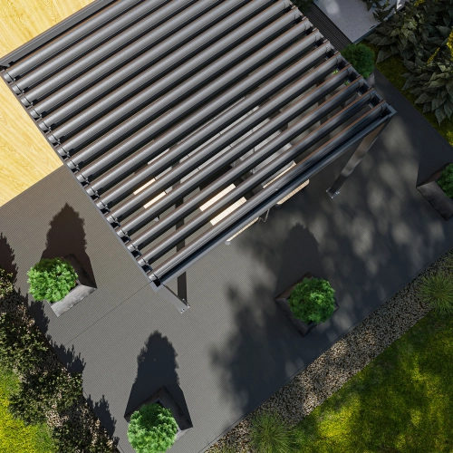 Przyścienna Pergola tarasowa aluminiowa NORDVIC Skyline LED Light 3 x 3 m Antracyt